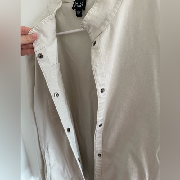 Eileen Fisher Women’s Jacket Lightweight Cotton Chino Beige Tan size L - Picture 4 of 6